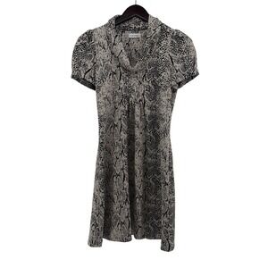Calvin Klein Womens Snakeskin Print Cowl Neck Short Sleeve Dress Grey Size 4